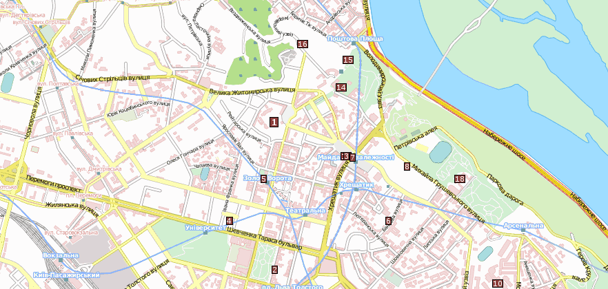 Reiseführer von Kiew und Sehenswürdigkeiten von Kiew direkt im Stadtplan